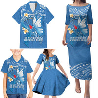Polynesia Diabetes Awareness Month Family Matching Puletasi and Hawaiian Shirt In November We Wear Blue LT14 - Polynesian Pride