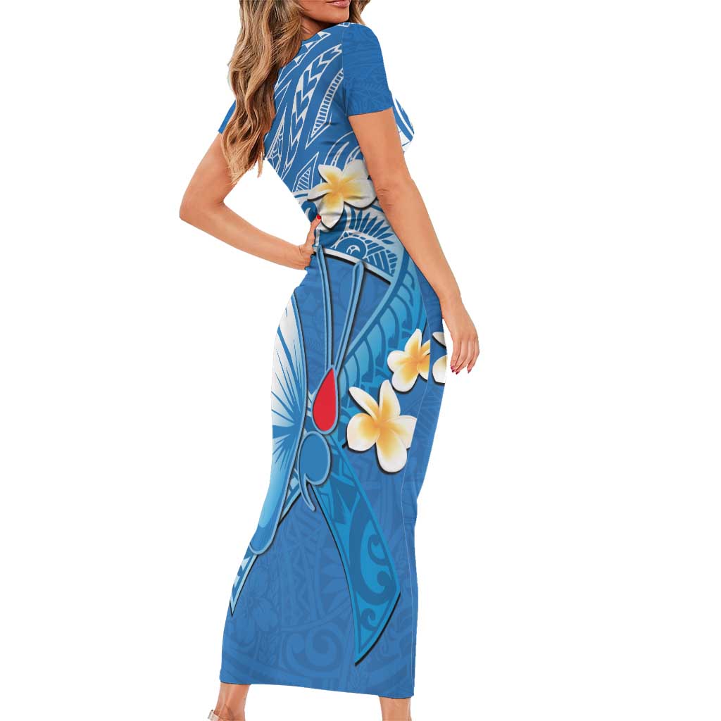 Polynesia Diabetes Awareness Month Family Matching Short Sleeve Bodycon Dress and Hawaiian Shirt In November We Wear Blue