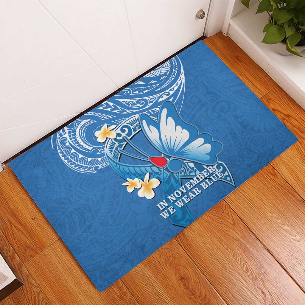 Polynesia Diabetes Awareness Month Rubber Doormat In November We Wear Blue
