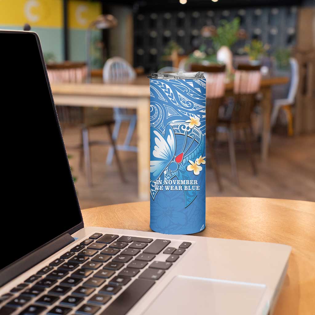 Polynesia Diabetes Awareness Month Skinny Tumbler In November We Wear Blue LT14 - Polynesian Pride
