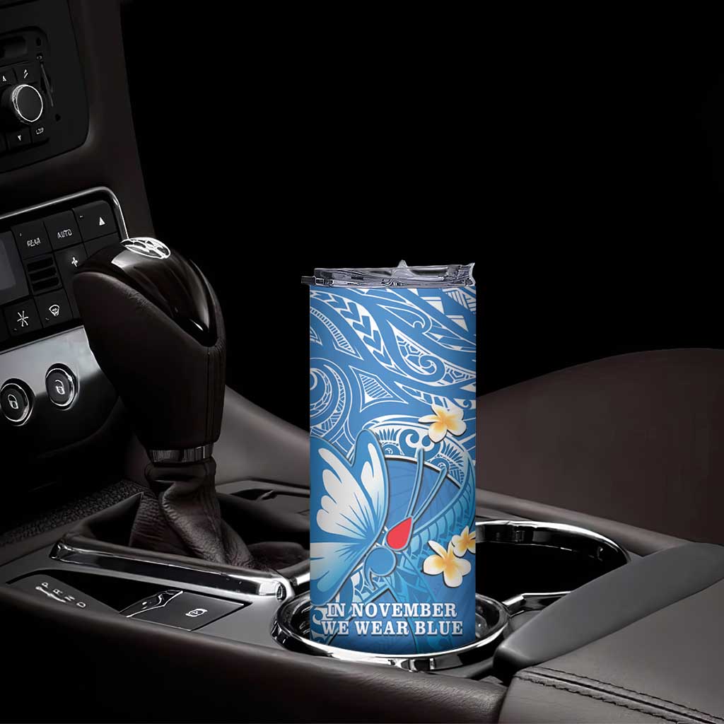 Polynesia Diabetes Awareness Month Skinny Tumbler In November We Wear Blue LT14 - Polynesian Pride