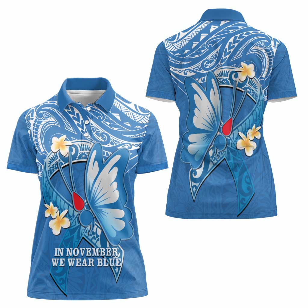 Polynesia Diabetes Awareness Month Women Polo Shirt In November We Wear Blue