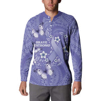 Polynesia Stomach Cancer Awareness Button Sweatshirt Periwinkle Ribbon Brave Strong!