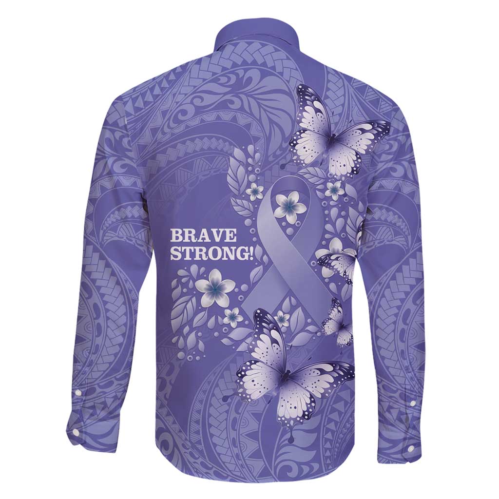 Polynesia Stomach Cancer Awareness Family Matching Mermaid Dress and Hawaiian Shirt Periwinkle Ribbon Brave Strong! LT14 - Polynesian Pride