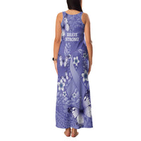 Polynesia Stomach Cancer Awareness Family Matching Tank Maxi Dress and Hawaiian Shirt Periwinkle Ribbon Brave Strong!