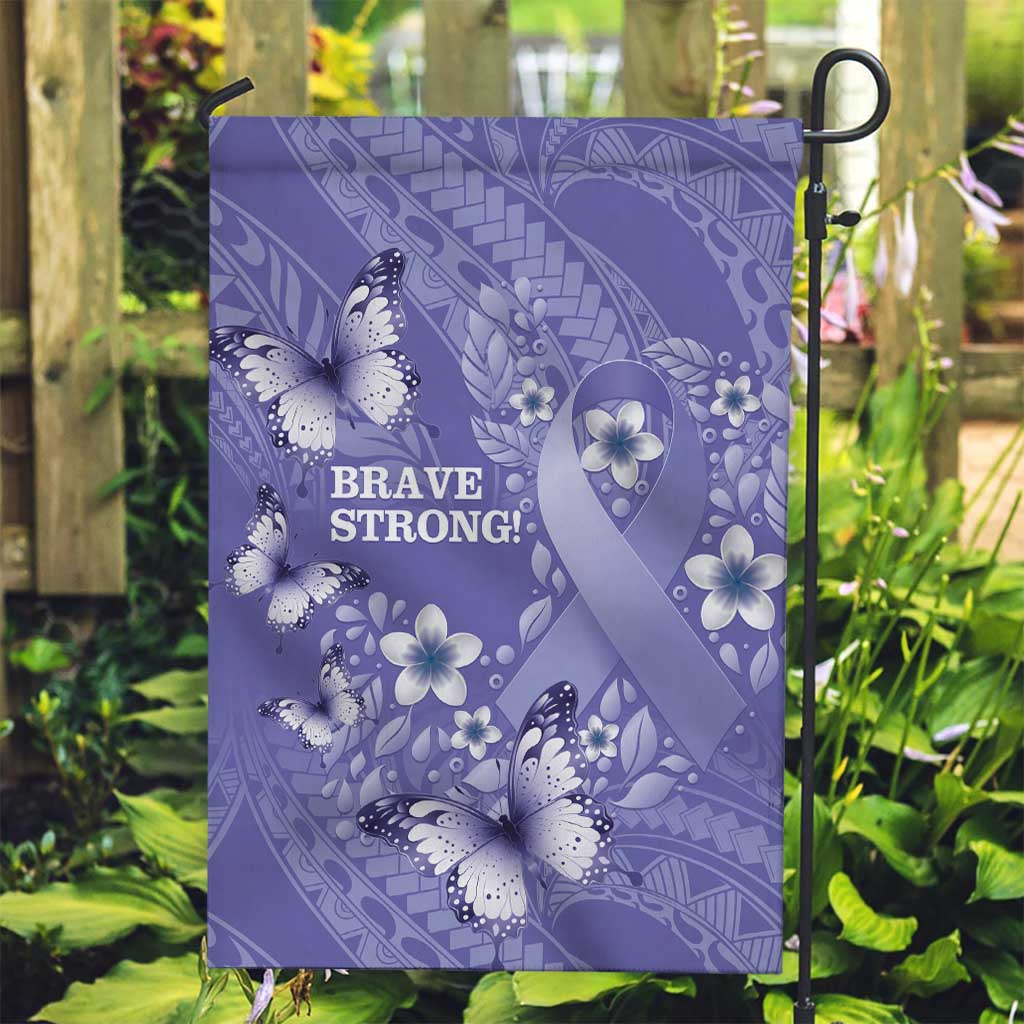 Polynesia Stomach Cancer Awareness Garden Flag Periwinkle Ribbon Brave Strong!
