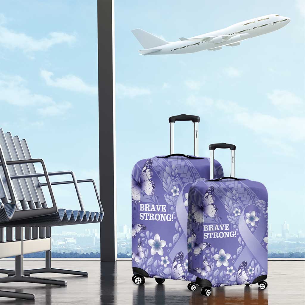 Polynesia Stomach Cancer Awareness Luggage Cover Periwinkle Ribbon Brave Strong!
