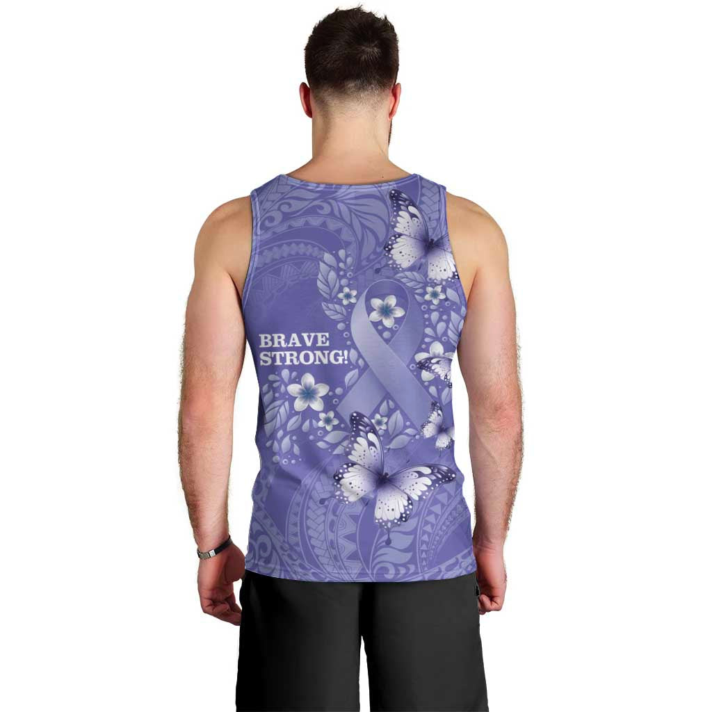 Polynesia Stomach Cancer Awareness Men Tank Top Periwinkle Ribbon Brave Strong!