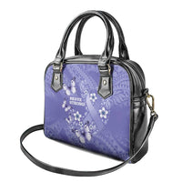 Polynesia Stomach Cancer Awareness Shoulder Handbag Periwinkle Ribbon Brave Strong!