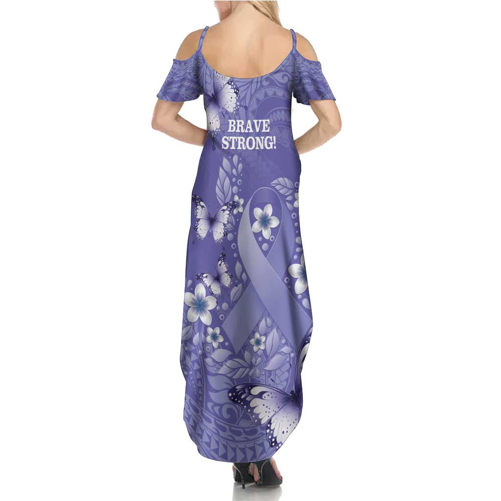 Polynesia Stomach Cancer Awareness Summer Maxi Dress Periwinkle Ribbon Brave Strong!