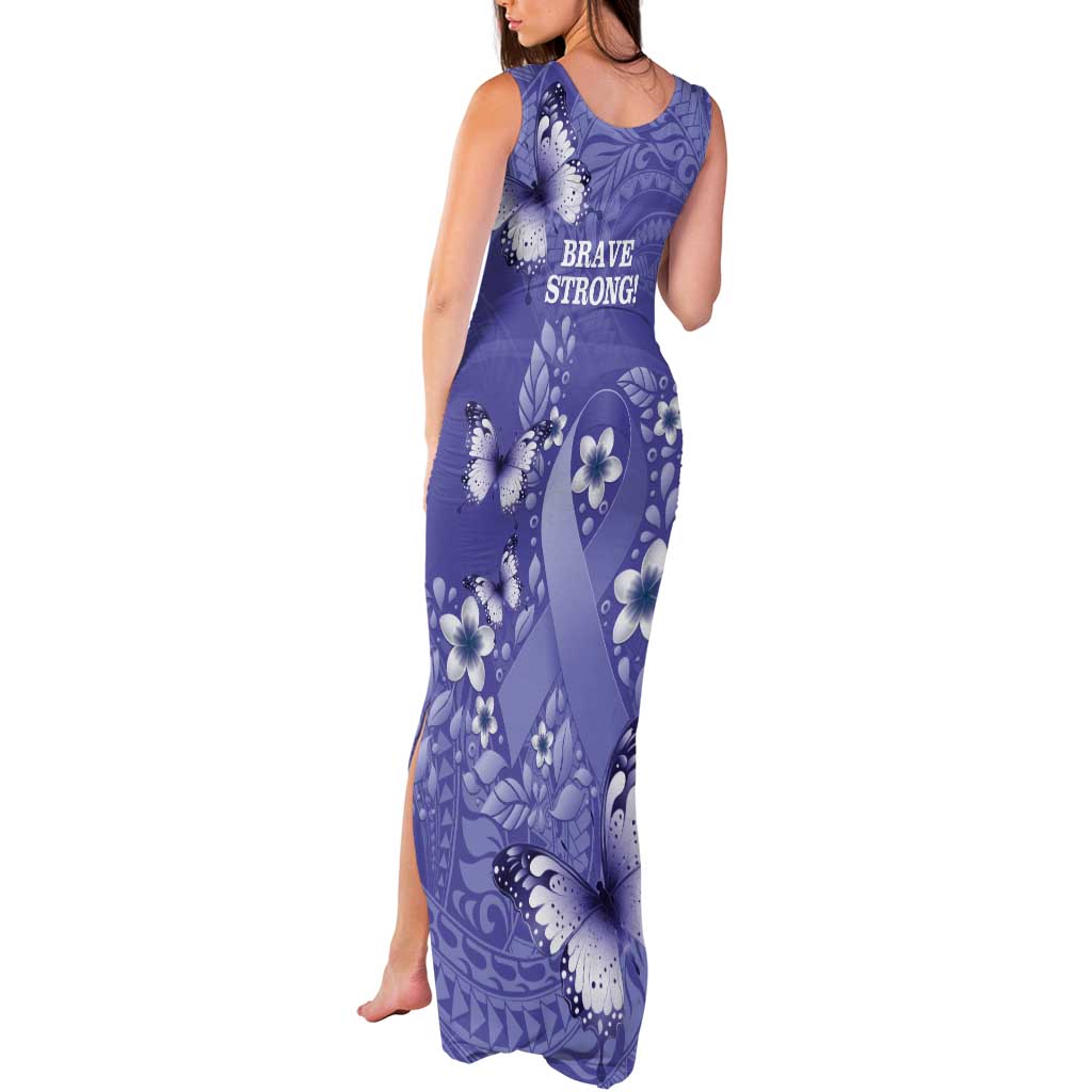 Polynesia Stomach Cancer Awareness Tank Maxi Dress Periwinkle Ribbon Brave Strong!
