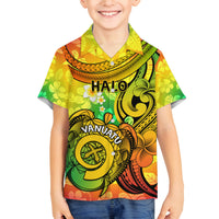 Halo Vanuatu Family Matching Off Shoulder Maxi Dress and Hawaiian Shirt Sand Drawing Turtle Polynesian Tropical Flowers LT14 Son's Shirt Reggae - Polynesian Pride