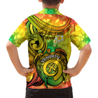 Halo Vanuatu Kid Hawaiian Shirt Sand Drawing Turtle Polynesian Tropical Flowers LT14 - Polynesian Pride