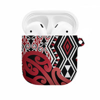 New Zealand AirPods Case Aotearoa Kowhaiwhai Mix Taniko Art - Red LT14 Red - Polynesian Pride