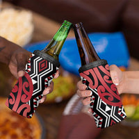 New Zealand 4 in 1 Can Cooler Tumbler Aotearoa Kowhaiwhai Mix Taniko Art - Red LT14 - Polynesian Pride