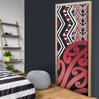 New Zealand Door Cover Aotearoa Kowhaiwhai Mix Taniko Art - Red LT14 - Polynesian Pride