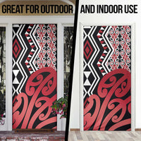 New Zealand Door Cover Aotearoa Kowhaiwhai Mix Taniko Art - Red LT14 - Polynesian Pride