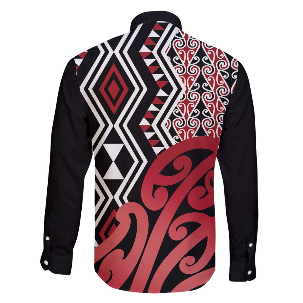 New Zealand Family Matching Mermaid Dress and Hawaiian Shirt Aotearoa Kowhaiwhai Mix Taniko Art - Red LT14 - Polynesian Pride