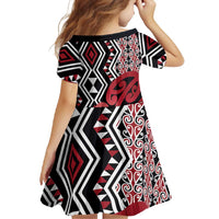 New Zealand Family Matching Off Shoulder Maxi Dress and Hawaiian Shirt Aotearoa Kowhaiwhai Mix Taniko Art - Red LT14 - Polynesian Pride