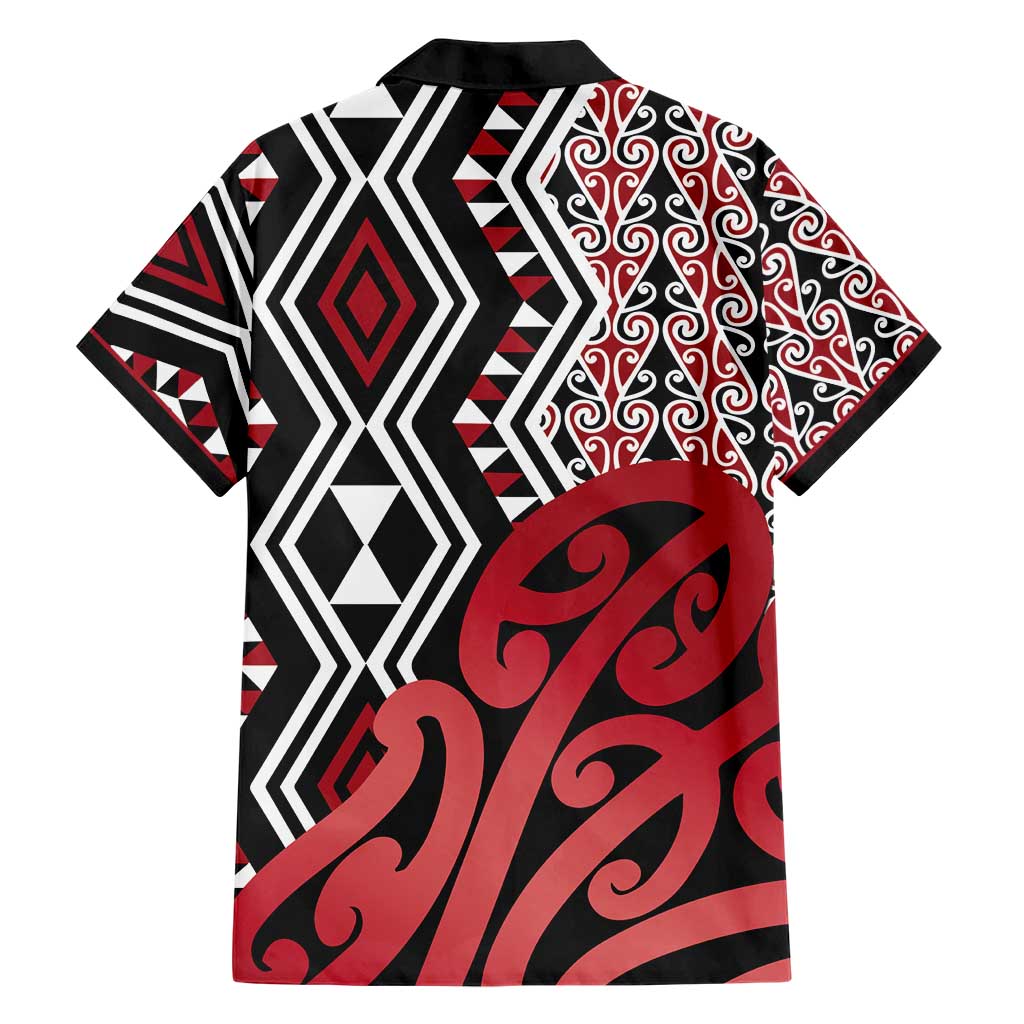New Zealand Family Matching Short Sleeve Bodycon Dress and Hawaiian Shirt Aotearoa Kowhaiwhai Mix Taniko Art - Red LT14 - Polynesian Pride
