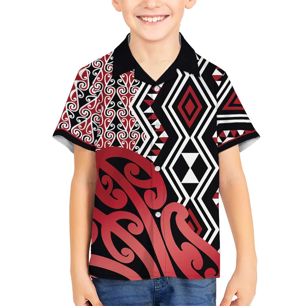 New Zealand Hawaiian Shirt Aotearoa Kowhaiwhai Mix Taniko Art - Red LT14 - Polynesian Pride