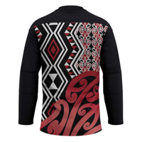 New Zealand Hockey Jersey Aotearoa Kowhaiwhai Mix Taniko Art - Red LT14 - Polynesian Pride