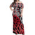 New Zealand Off Shoulder Maxi Dress Aotearoa Kowhaiwhai Mix Taniko Art - Red