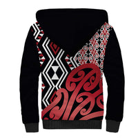 New Zealand Sherpa Hoodie Aotearoa Kowhaiwhai Mix Taniko Art - Red LT14 - Polynesian Pride
