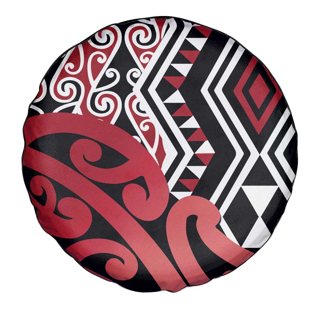 New Zealand Spare Tire Cover Aotearoa Kowhaiwhai Mix Taniko Art - Red LT14 - Polynesian Pride