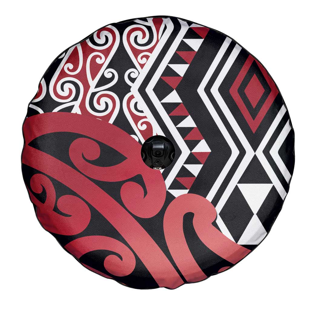 New Zealand Spare Tire Cover Aotearoa Kowhaiwhai Mix Taniko Art - Red LT14 - Polynesian Pride