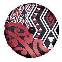 New Zealand Spare Tire Cover Aotearoa Kowhaiwhai Mix Taniko Art - Red LT14 - Polynesian Pride