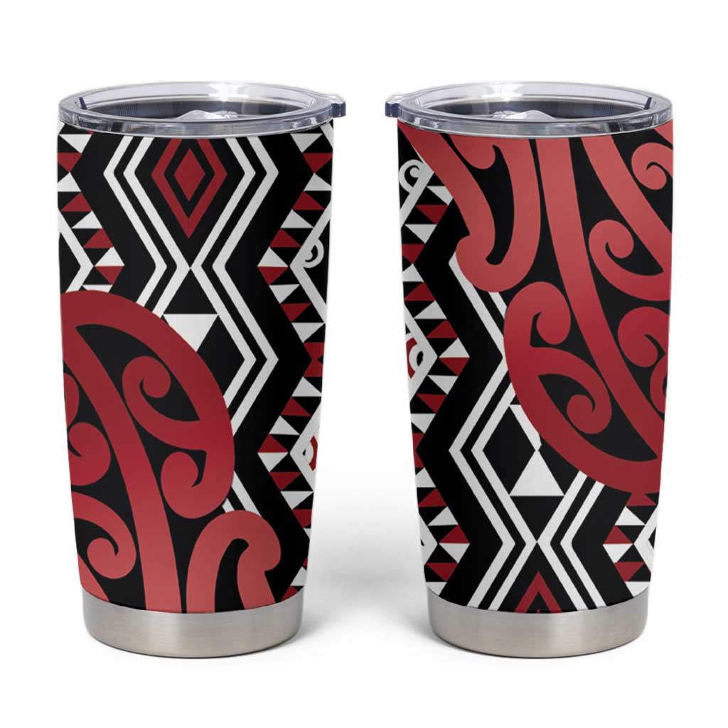 New Zealand Tumbler Cup Aotearoa Kowhaiwhai Mix Taniko Art - Red LT14 Red - Polynesian Pride