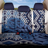 New Zealand Back Car Seat Cover Aotearoa Kowhaiwhai Mix Taniko Art - Blue LT14 One Size Blue - Polynesian Pride
