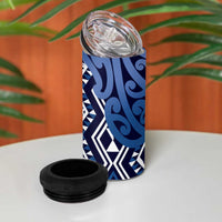 New Zealand 4 in 1 Can Cooler Tumbler Aotearoa Kowhaiwhai Mix Taniko Art - Blue LT14 - Polynesian Pride