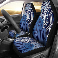 New Zealand Car Seat Cover Aotearoa Kowhaiwhai Mix Taniko Art - Blue LT14 - Polynesian Pride