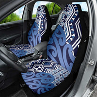 New Zealand Car Seat Cover Aotearoa Kowhaiwhai Mix Taniko Art - Blue LT14 - Polynesian Pride