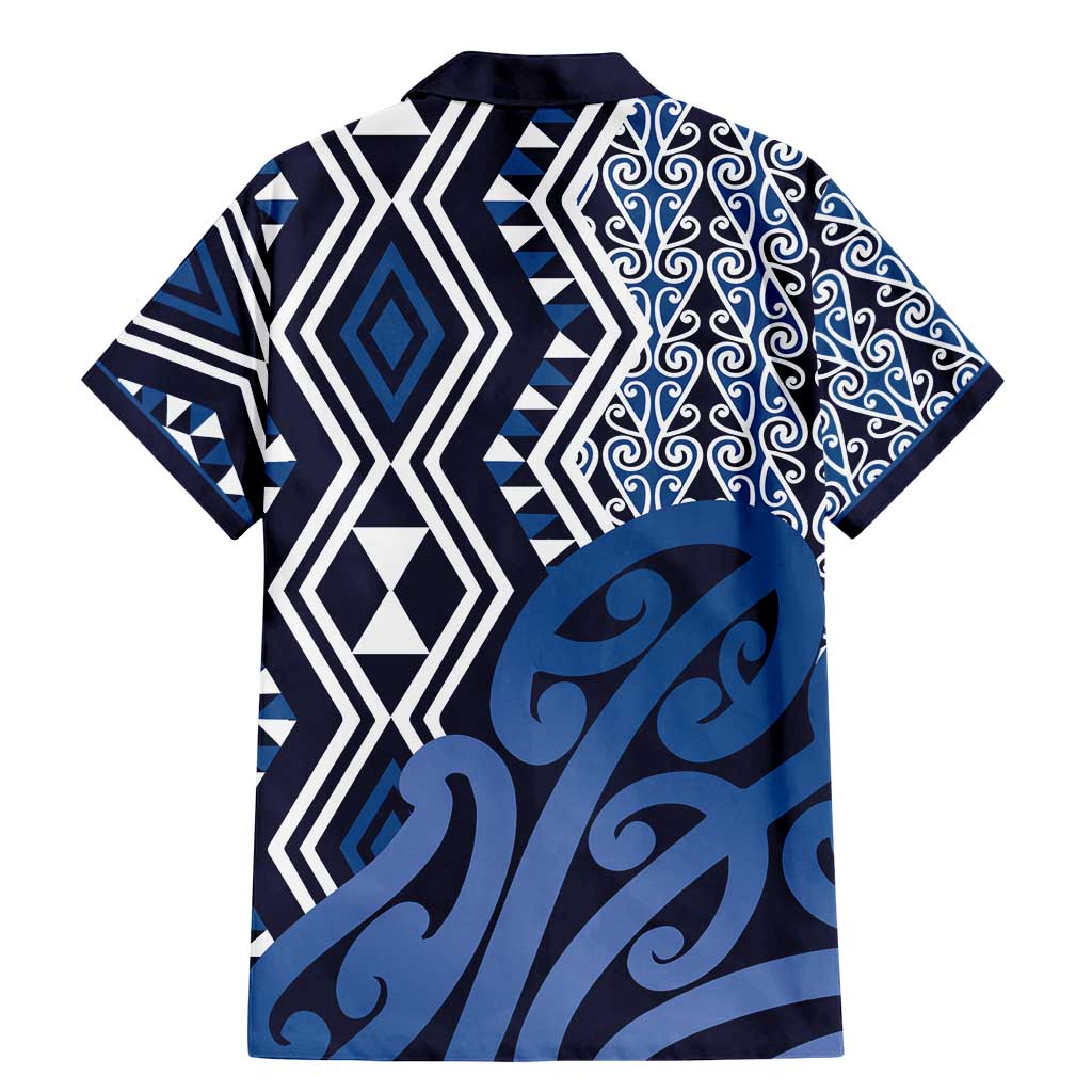 New Zealand Family Matching Mermaid Dress and Hawaiian Shirt Aotearoa Kowhaiwhai Mix Taniko Art - Blue LT14 - Polynesian Pride