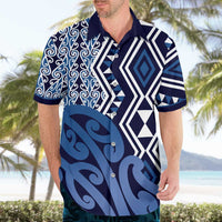 New Zealand Hawaiian Shirt Aotearoa Kowhaiwhai Mix Taniko Art - Blue LT14 - Polynesian Pride