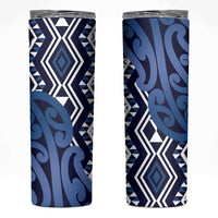 New Zealand Skinny Tumbler Aotearoa Kowhaiwhai Mix Taniko Art - Blue LT14 Blue - Polynesian Pride