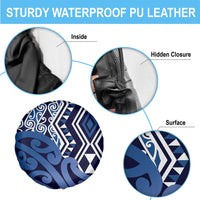 New Zealand Spare Tire Cover Aotearoa Kowhaiwhai Mix Taniko Art - Blue LT14 - Polynesian Pride