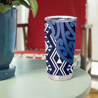 New Zealand Tumbler Cup Aotearoa Kowhaiwhai Mix Taniko Art - Blue LT14 - Polynesian Pride