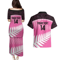 Custom New Zealand Aotearoa Cricket Couples Matching Puletasi and Hawaiian Shirt Go White Silver Fern LT14 - Polynesian Pride