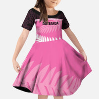 Custom New Zealand Aotearoa Cricket Family Matching Long Sleeve Bodycon Dress and Hawaiian Shirt Go White Silver Fern LT14 Daughter's Dress Pink - Polynesian Pride