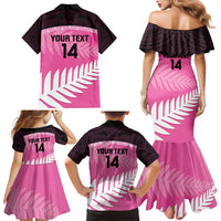 Custom New Zealand Aotearoa Cricket Family Matching Mermaid Dress and Hawaiian Shirt Go White Silver Fern LT14 - Polynesian Pride
