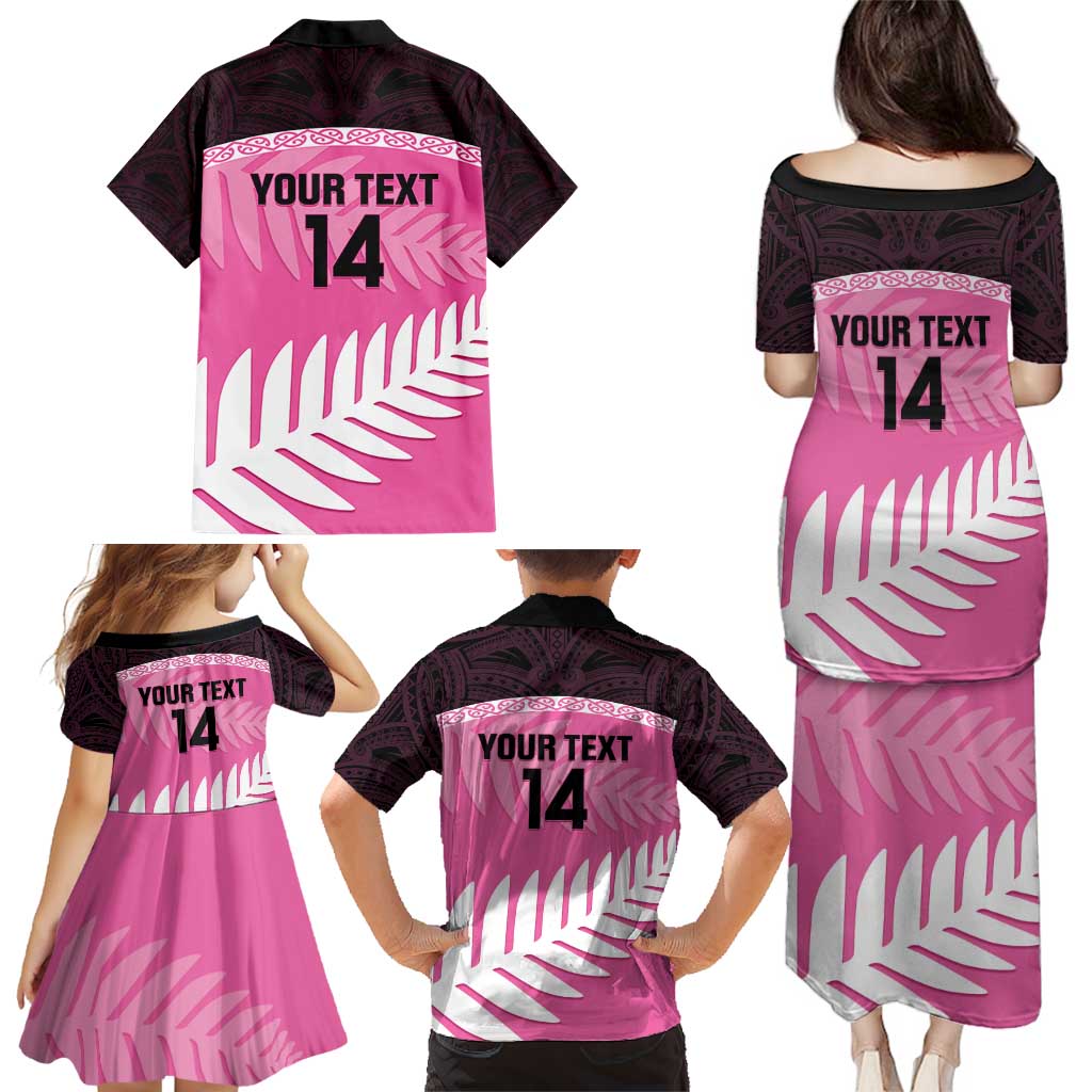 Custom New Zealand Aotearoa Cricket Family Matching Puletasi and Hawaiian Shirt Go White Silver Fern LT14 - Polynesian Pride