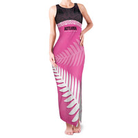 Custom New Zealand Aotearoa Cricket Family Matching Tank Maxi Dress and Hawaiian Shirt Go White Silver Fern LT14 Mom's Dress Pink - Polynesian Pride