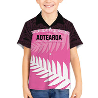 Custom New Zealand Aotearoa Cricket Family Matching Tank Maxi Dress and Hawaiian Shirt Go White Silver Fern LT14 Son's Shirt Pink - Polynesian Pride