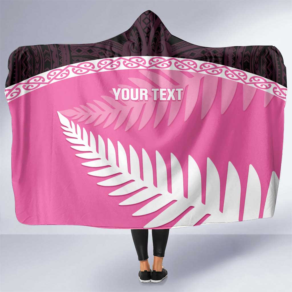 Custom New Zealand Aotearoa Cricket Hooded Blanket Go White Silver Fern LT14 One Size Pink - Polynesian Pride