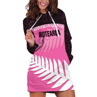 Custom New Zealand Aotearoa Cricket Hoodie Dress Go White Silver Fern LT14 Pink - Polynesian Pride