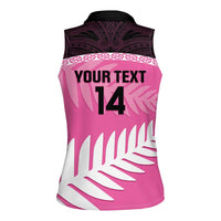 Custom New Zealand Aotearoa Cricket Women Sleeveless Polo Shirt Go White Silver Fern LT14 - Polynesian Pride